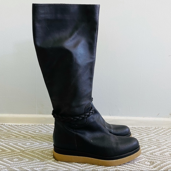 Miss Albright Shoes - Anthro Miss Albright Leather Braided Knee Boots